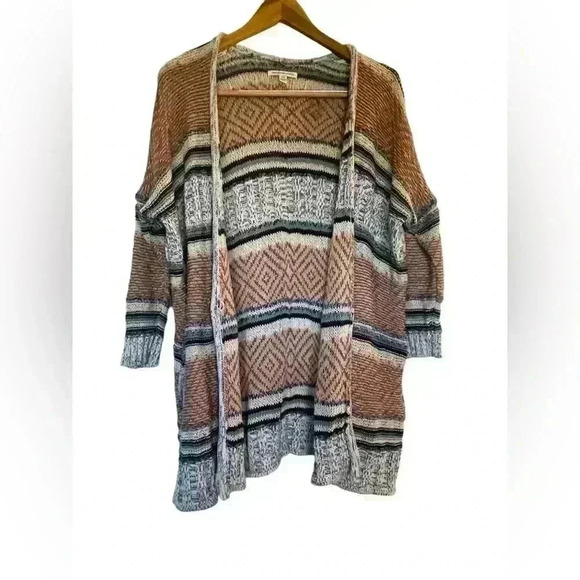 American Eagle Oversized Striped Fall Cardigan With Pockets Size Medium Flaw - Picture 1 of 12